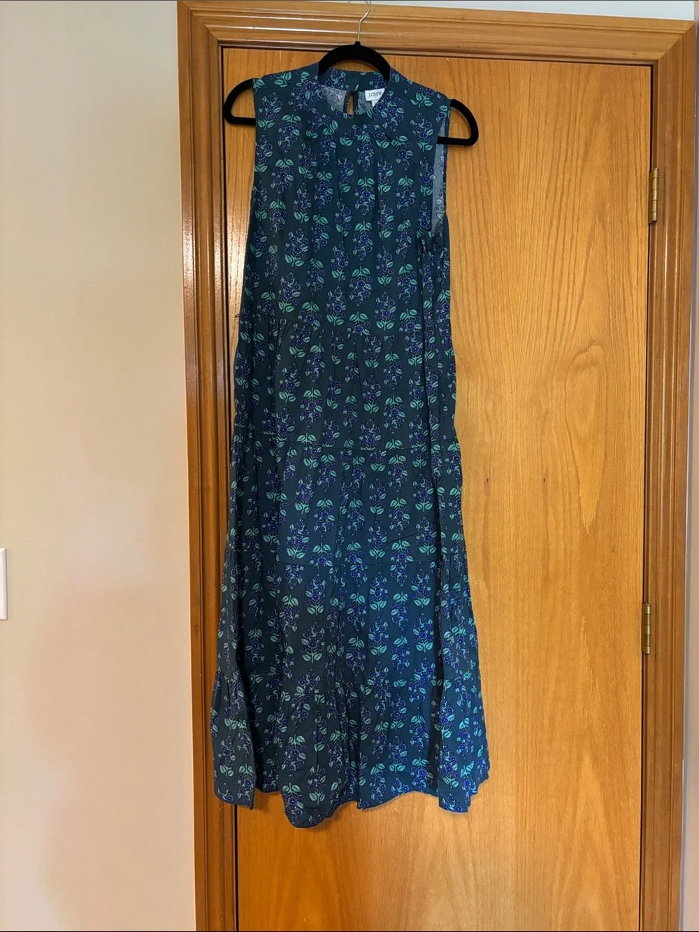 J. Crew factory Navy Maxi Dress with Green and Blue Floral Print